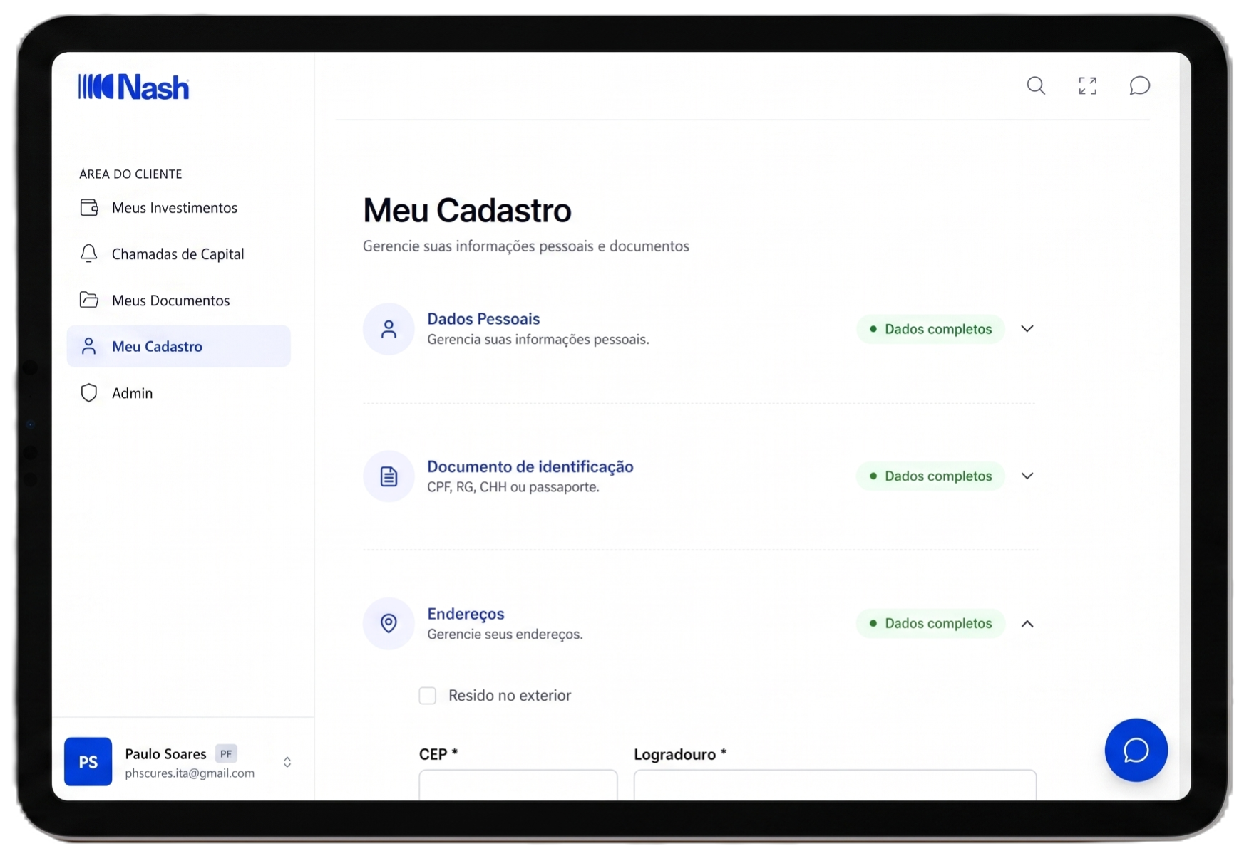 KYC automatizado e cadastro completo em minutos